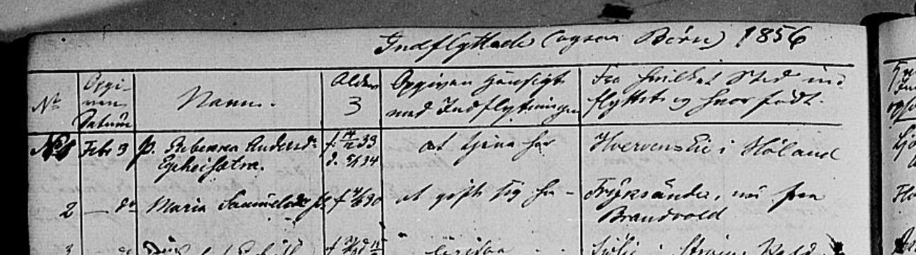 Vinger inflyttade 1856