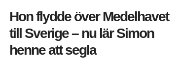 Flydde �ver Medelhavet till Sverige
