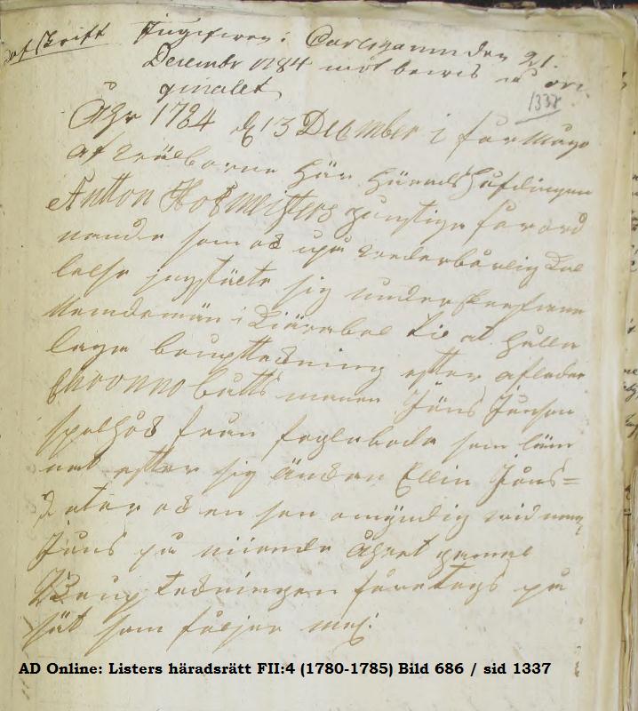 Listers häradsrätt FII:4 (1780-1785) Bild 686 / sid 1337