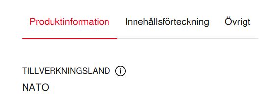 Tillverkningsland NATO